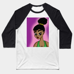 Cute black girl anime style art Baseball T-Shirt